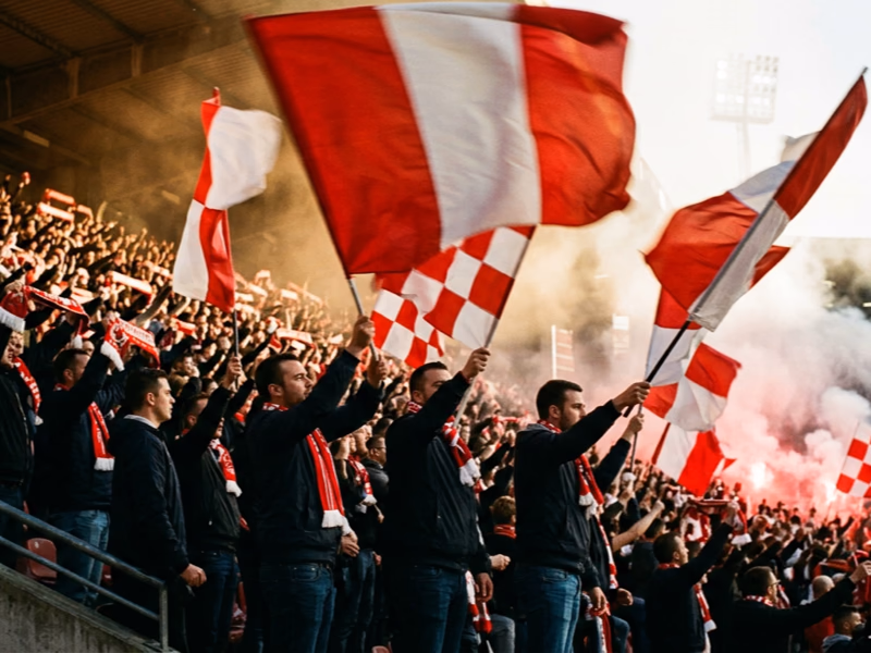 Drapeaux supporters personnalisés déployés en tribune