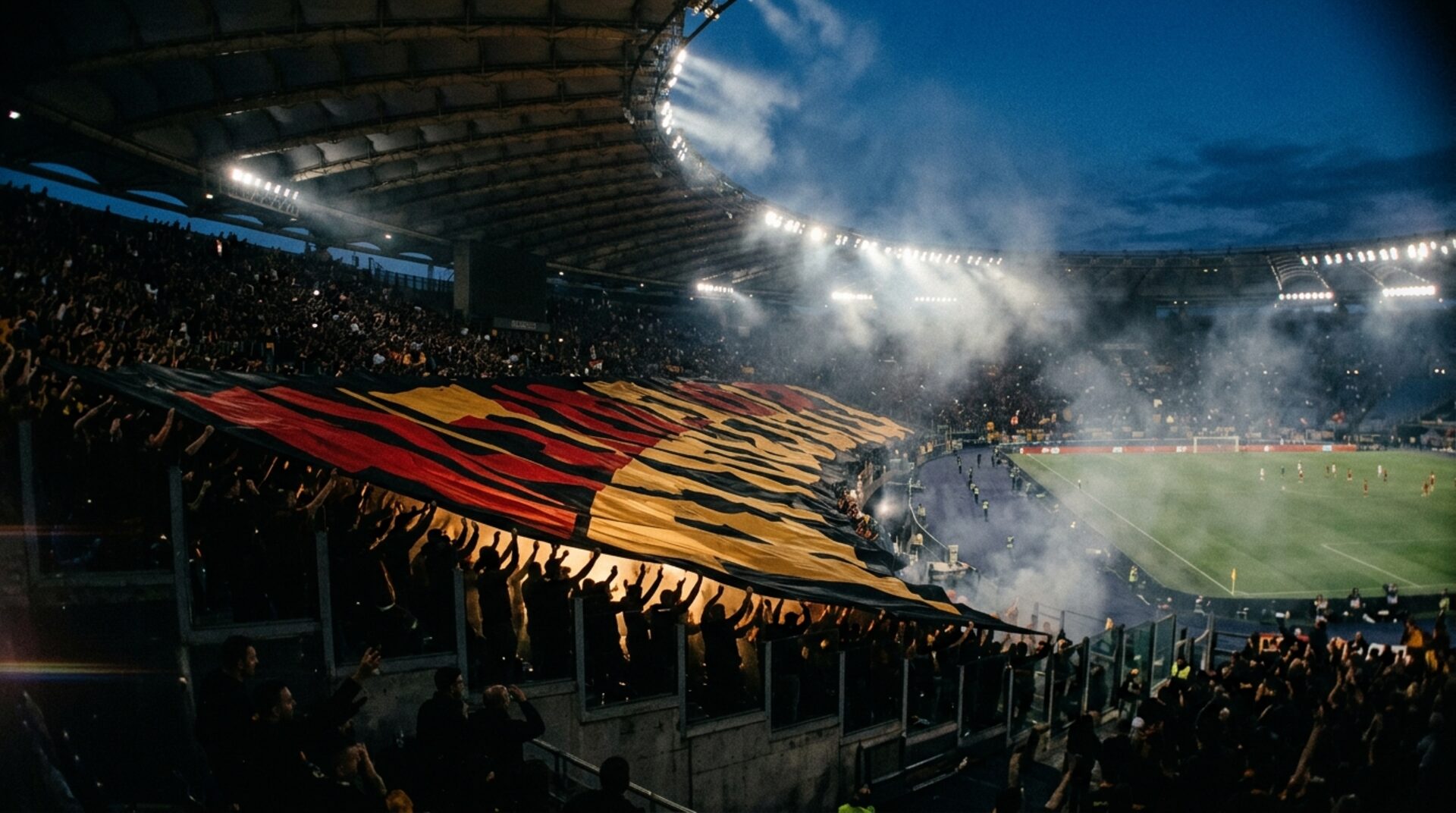 Tifo déployé en tribune par des supporters