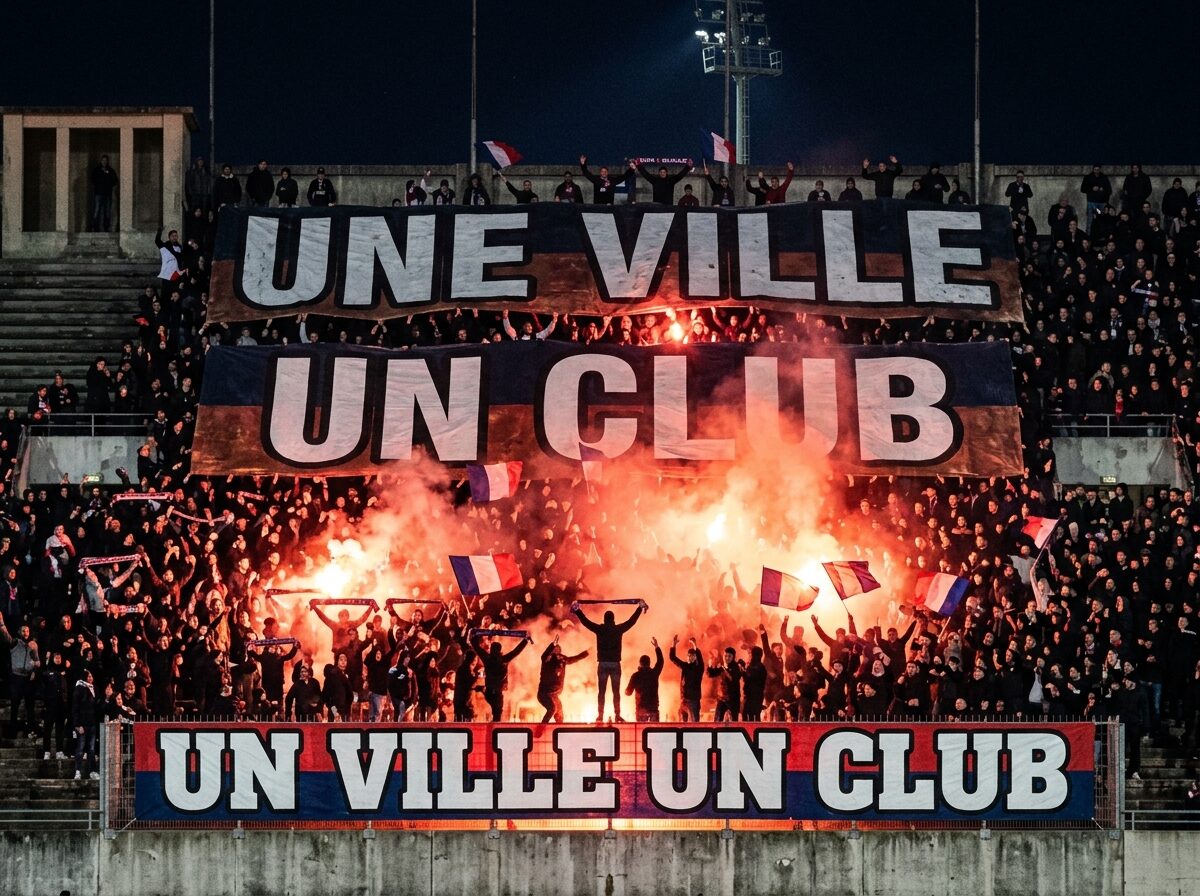 Tifo JAMAIS À TERRE basketball arena