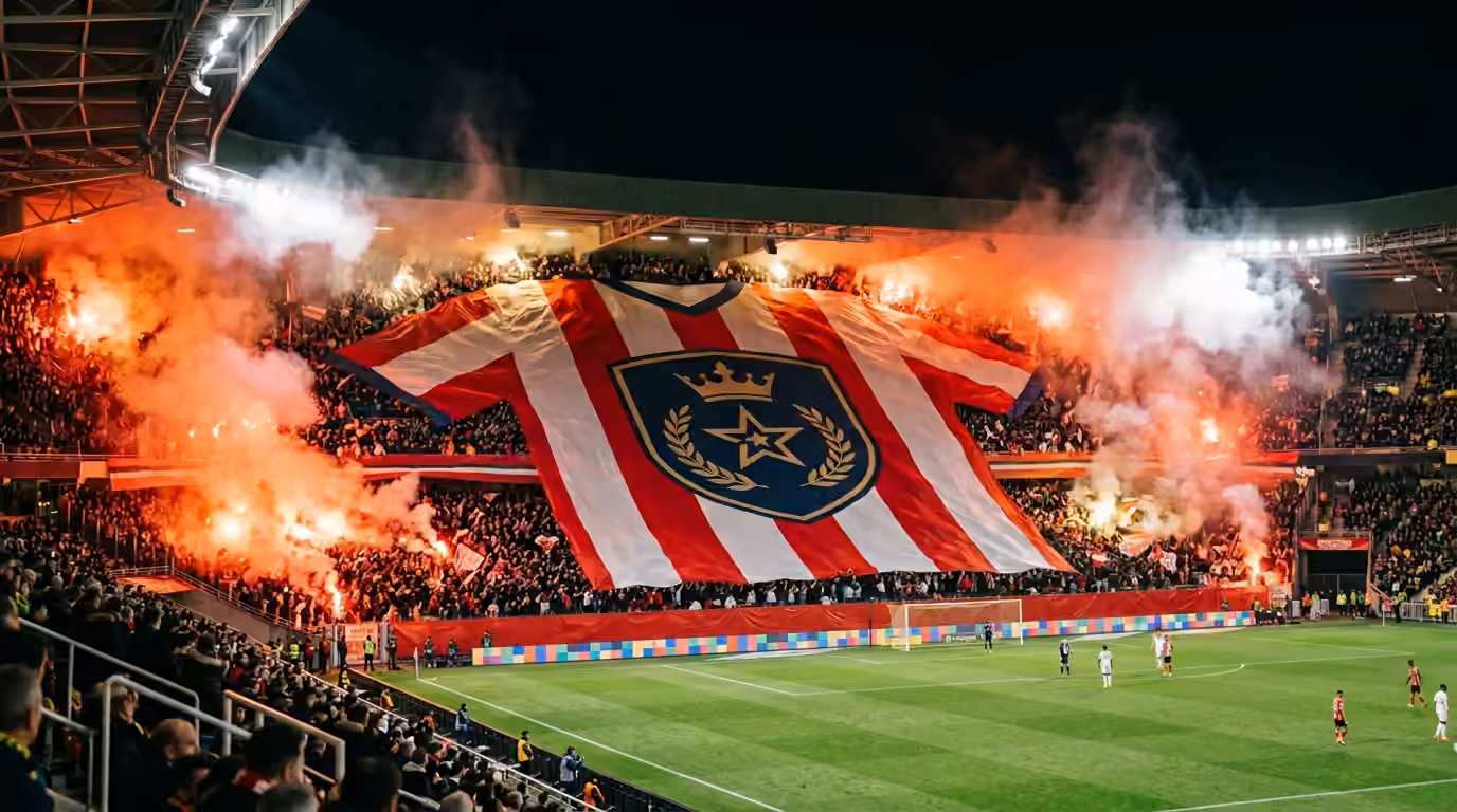 Tifo maillot géant reproduit en grand format en tribune