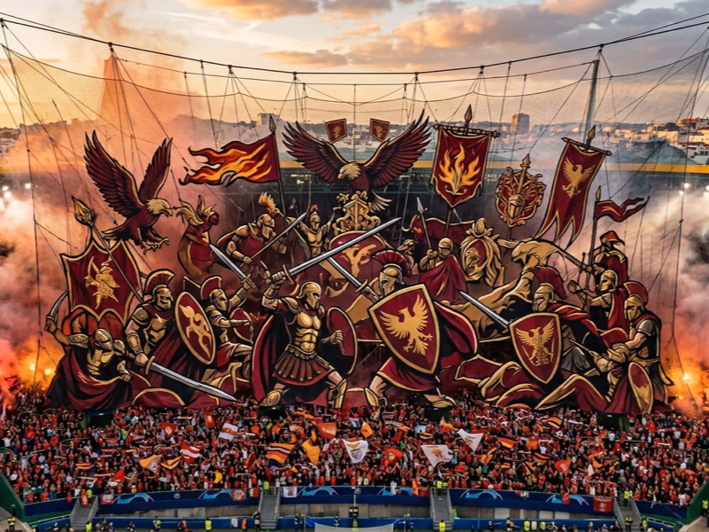 Tifo 3D complexe avec 8 à 15 éléments narratifs