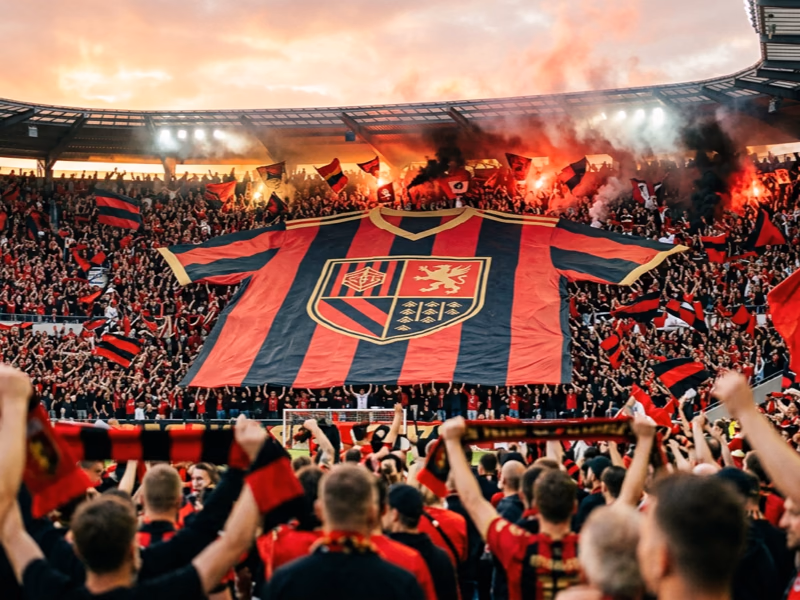 Tifo emblématique TIFO FOOT déployé en tribune par les supporters