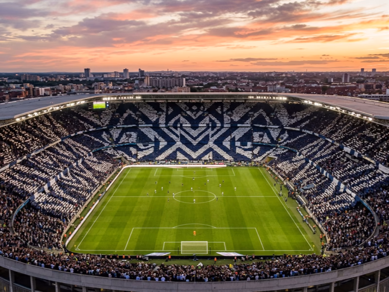 Tifo rectangulaire XXL stade complet vue aérienne